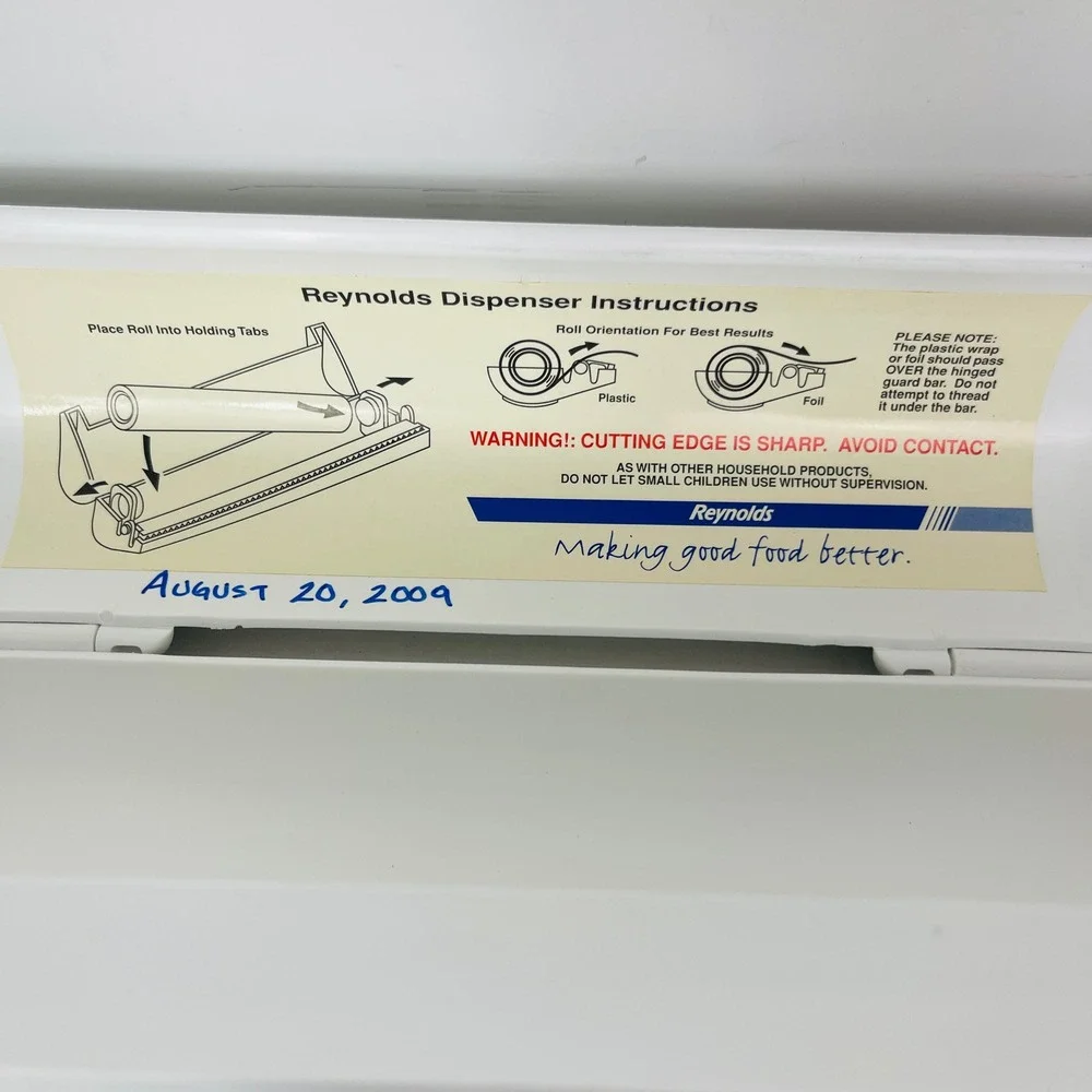 Reynolds Wrap & Foil Dispenser White Plastic Countertop Wall Mount Good